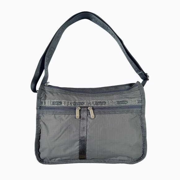 Vintage LeSportsac Deluxe Everyday Shoulder Bag Crossbody Neutral Gray Y2K 90s - Picture 1 of 11